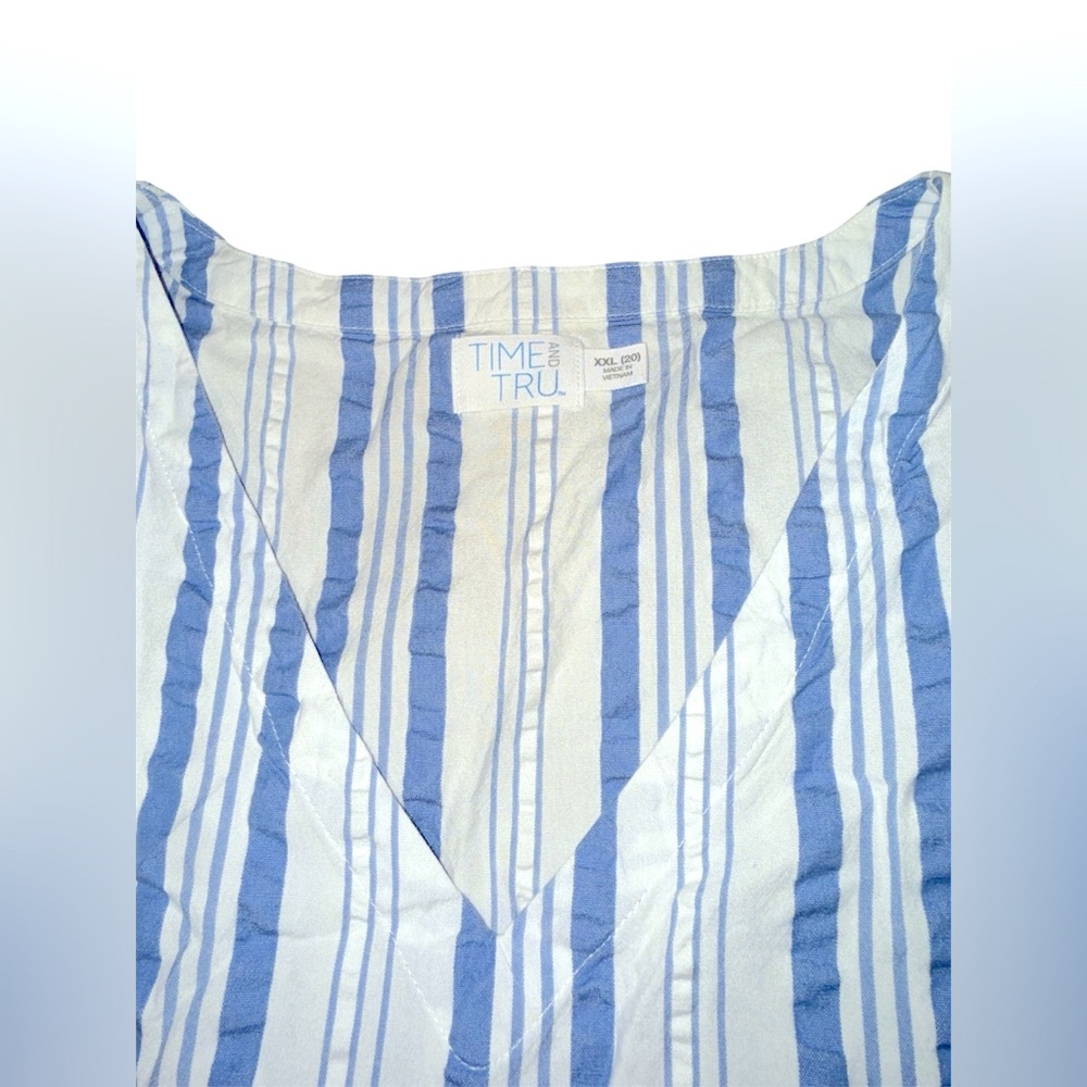 Time & Tru Blue/White Striped Babydoll Dress Size XXL - Picture 2 of 4